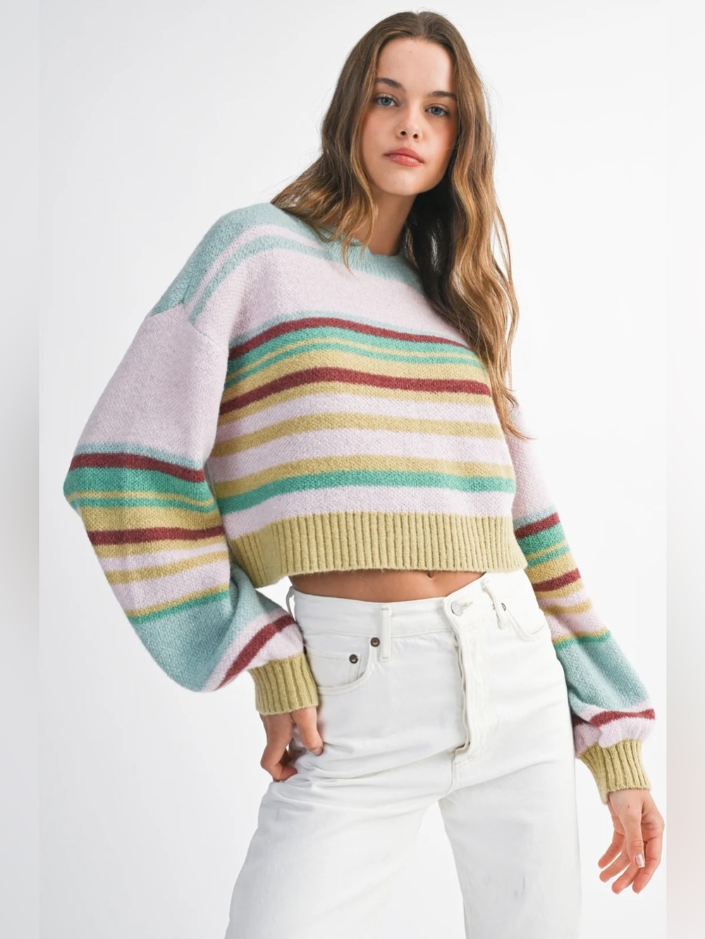NEW Mable Miranda striped Wool Blend knit sweater